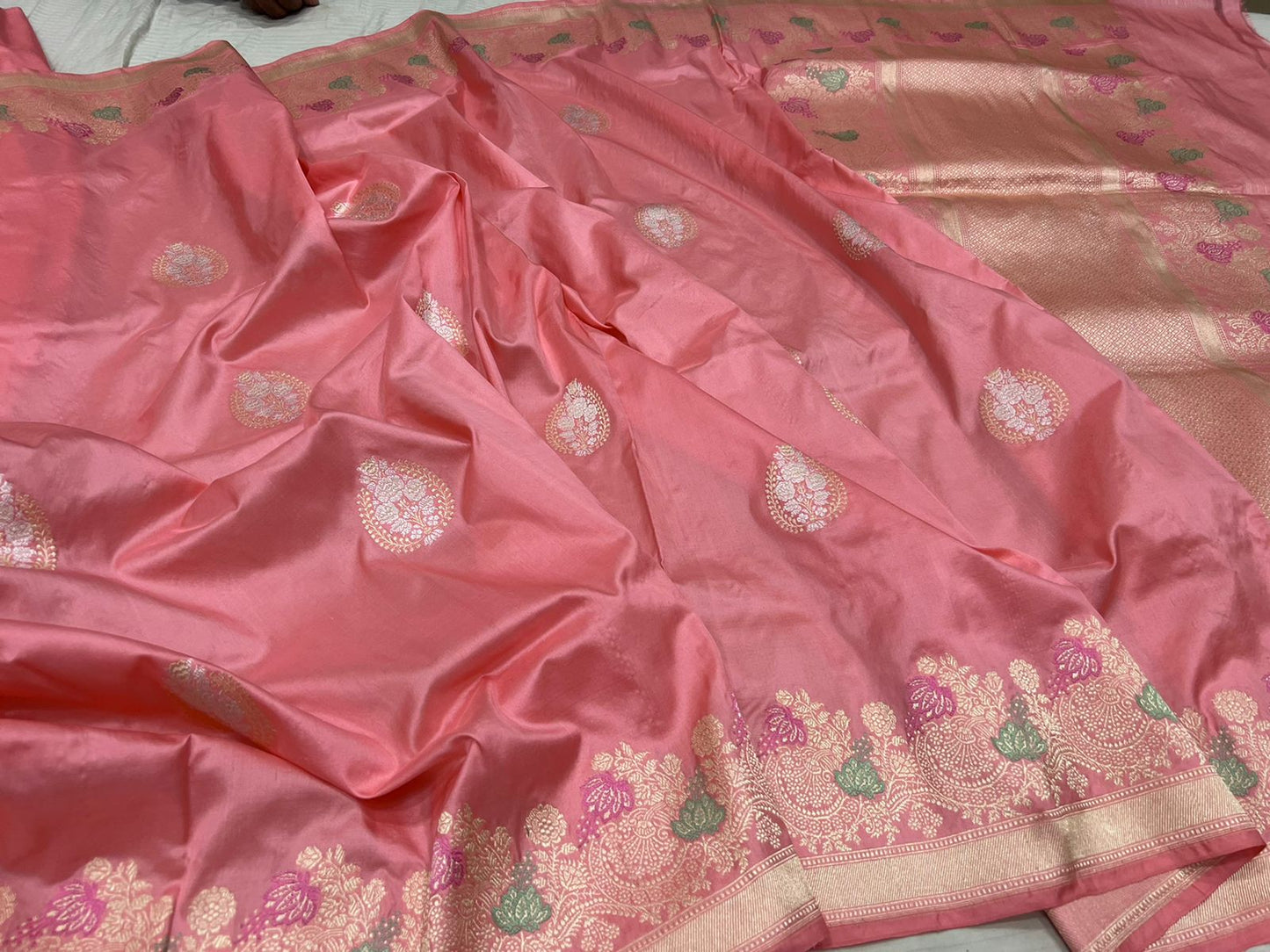 Pinjoya Katan silk saree - Saffronfashionindia