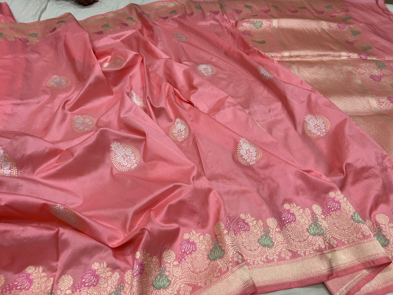 Pinjoya Katan silk saree - Saffronfashionindia