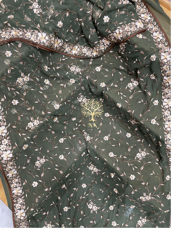 Floral inspired Parsi saree - Saffronfashionindia