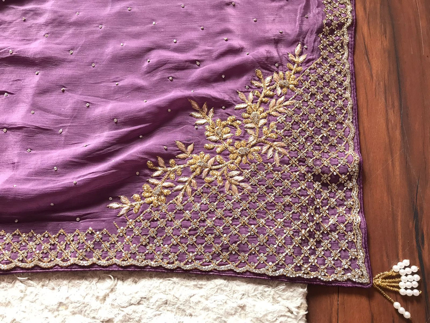 Luxury chinon inspired saree - Saffronfashionindia