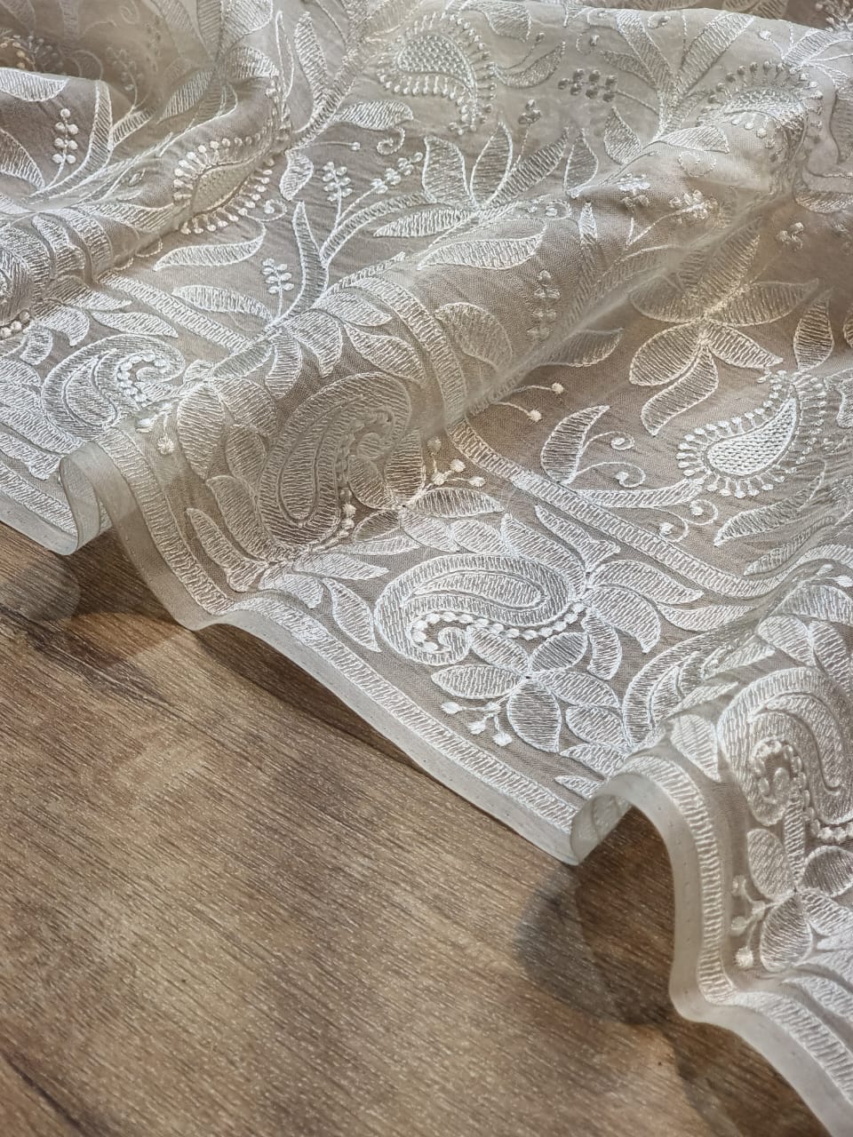 Ranish Chikankari organza saree - Saffronfashionindia