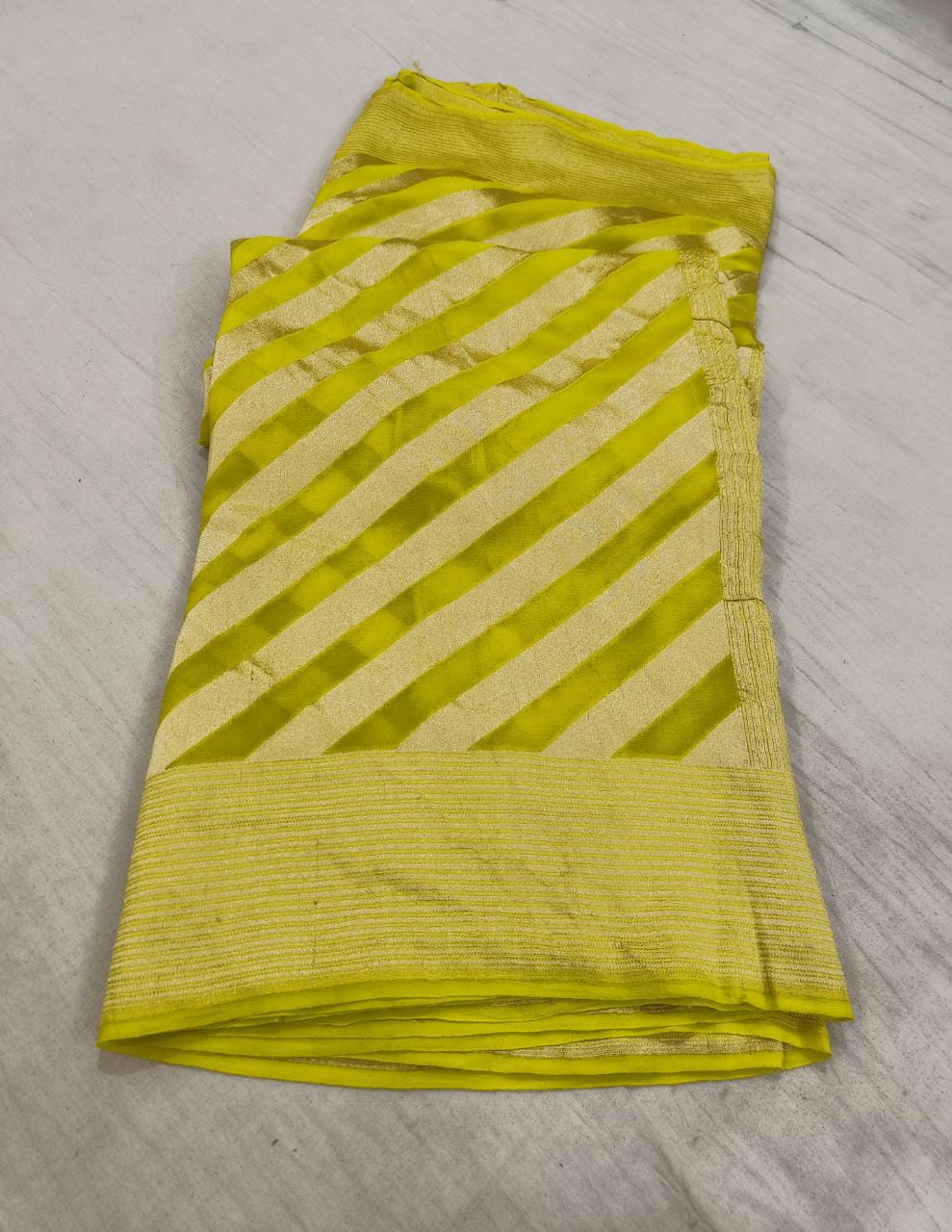 Striped lehariya gorgette chiffon saree - Saffronfashionindia