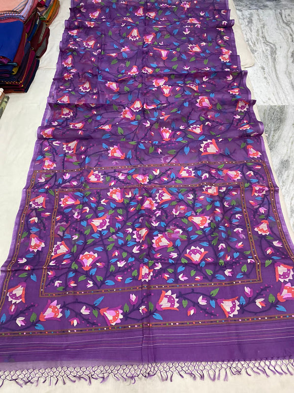 Rampuri purple jamdani saree