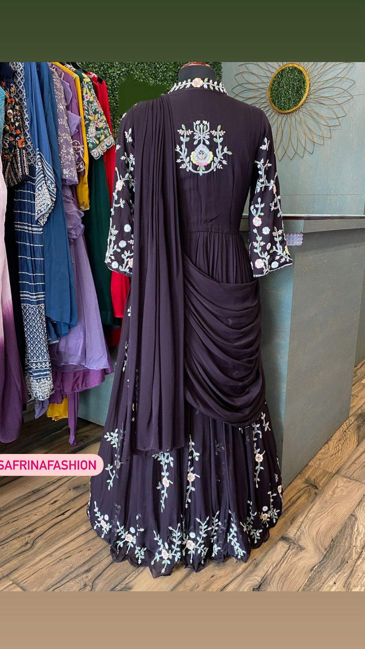 Black wedding indowestern embroidery dress - Saffronfashionindia