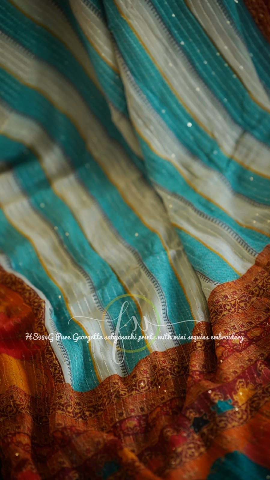 Gulmohar sequins saree - Saffronfashionindia