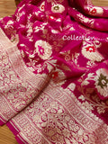 Gulabi handloom gorgette saree/banarsi saree