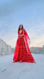 Red riding hood inspired lehengas