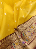Yellow banarsi handwoven saree