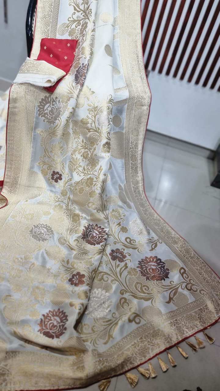 Ravina Munga saree/Munga silk saree/sari - Saffronfashionindia