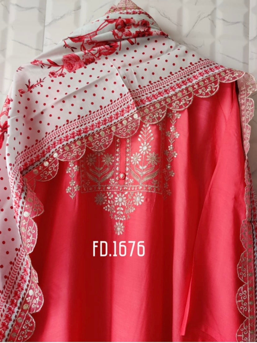 Red salwarsuit - Saffronfashionindia