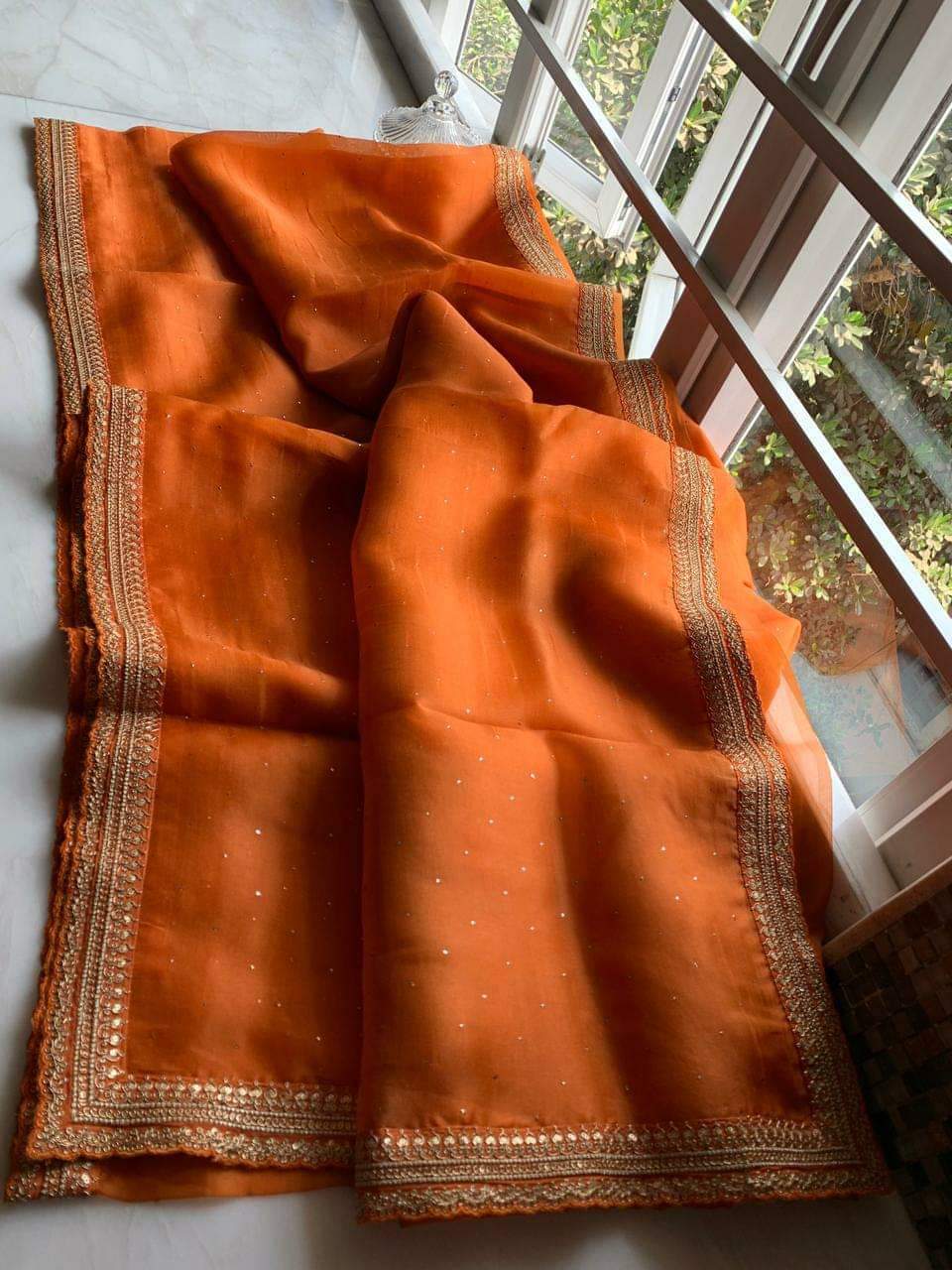 Vahida organza sari partywear sarees Indian sari SaffronFashion