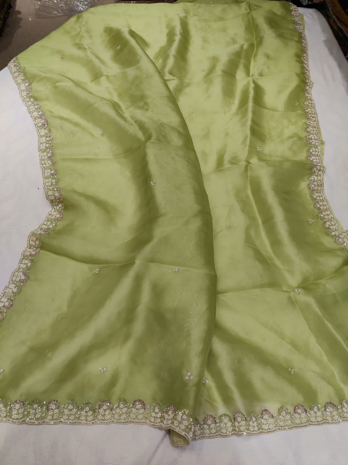 Luvika pearl organza saree - Saffronfashionindia