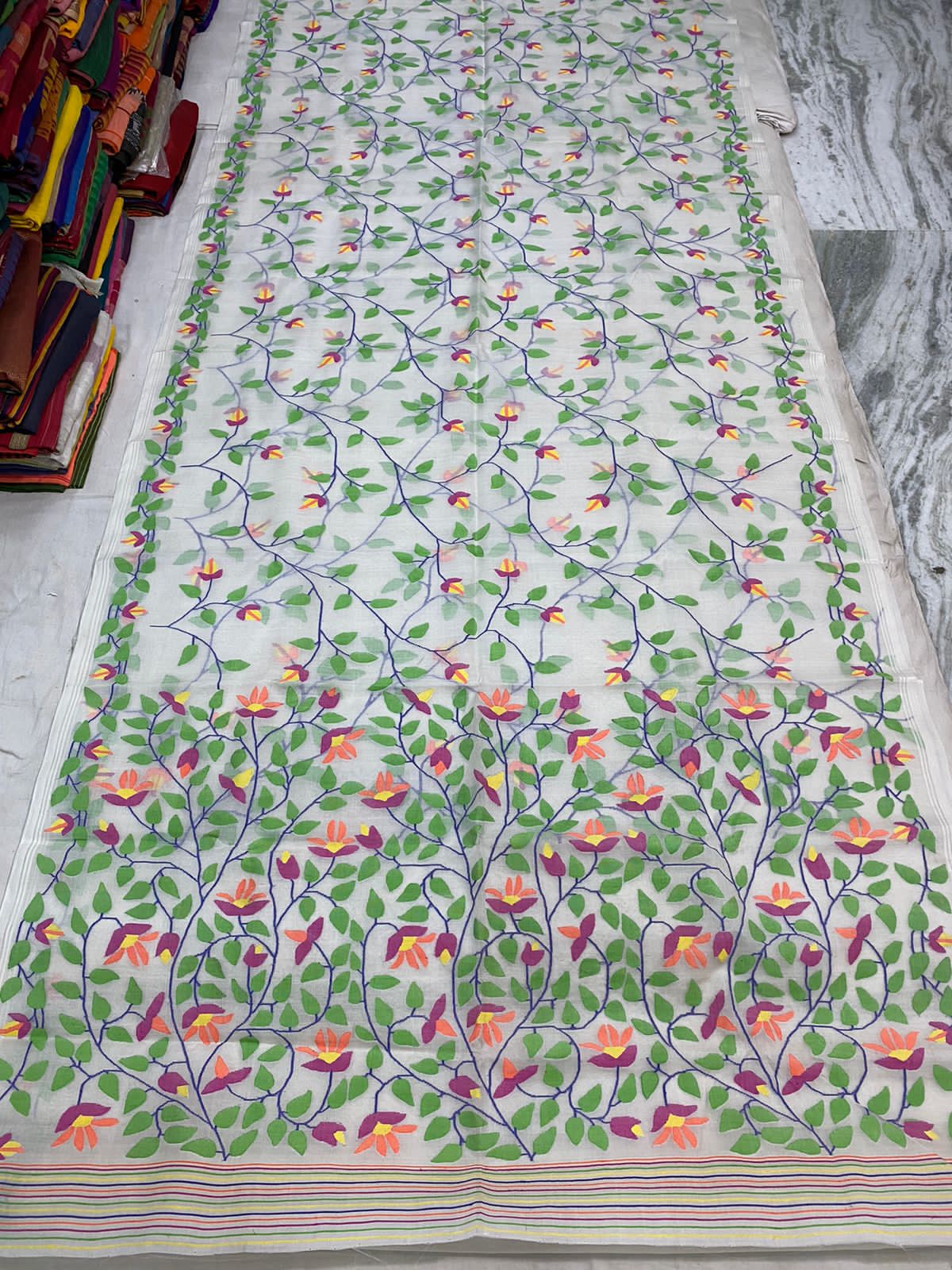 Jalmai tantuj jamdani saree - Saffronfashionindia