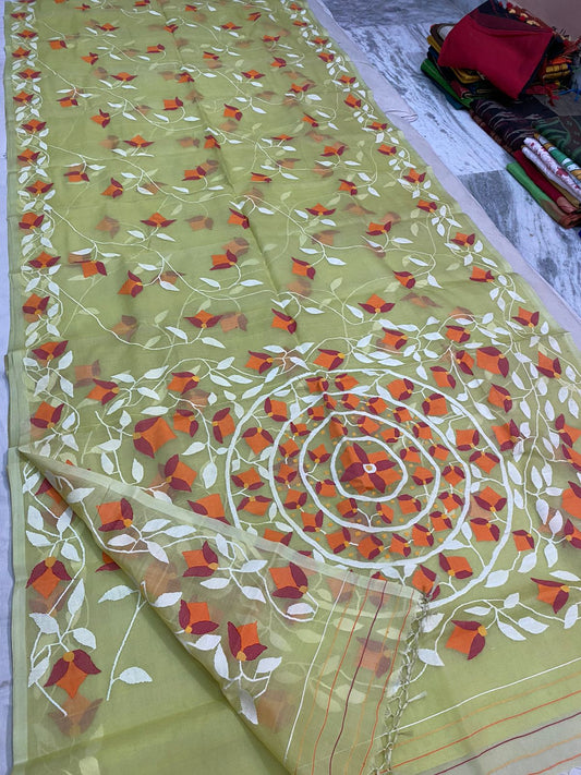 Julia muslin jamdani saree - Saffronfashionindia