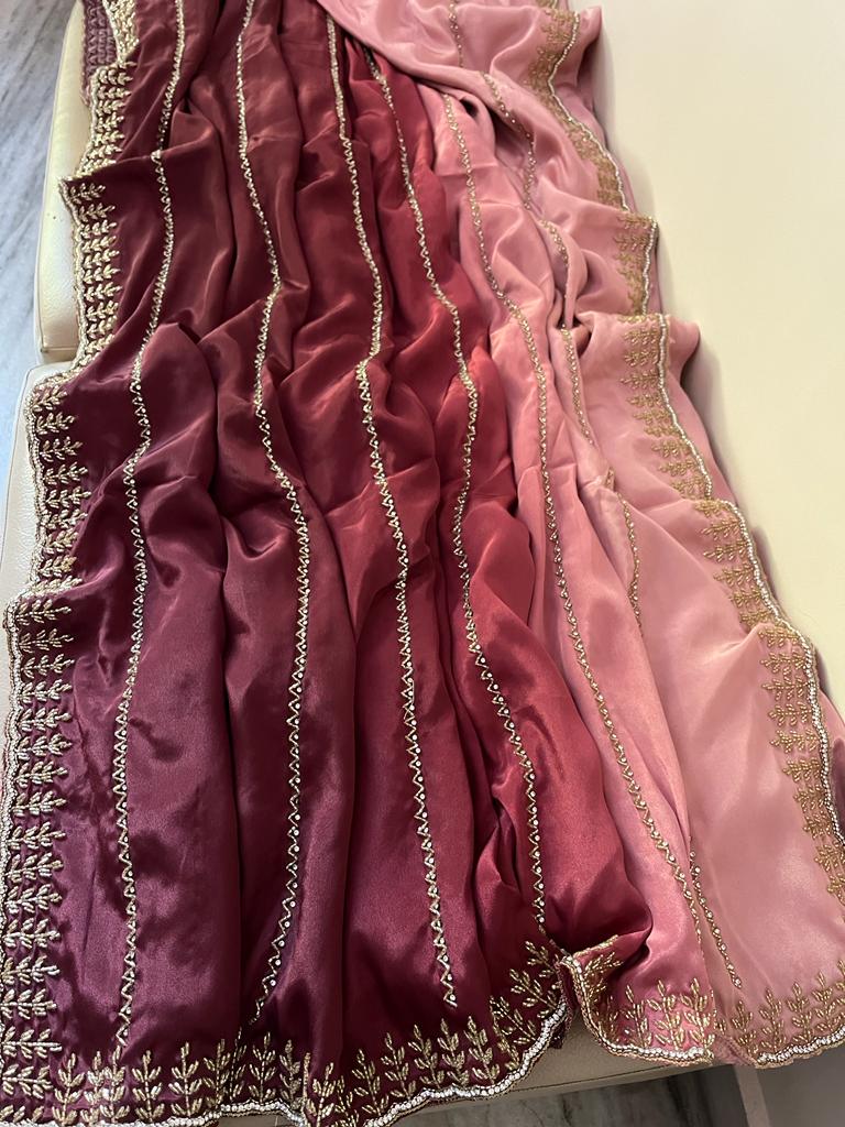 Jinaahd crepe jatdana saree - Saffronfashionindia